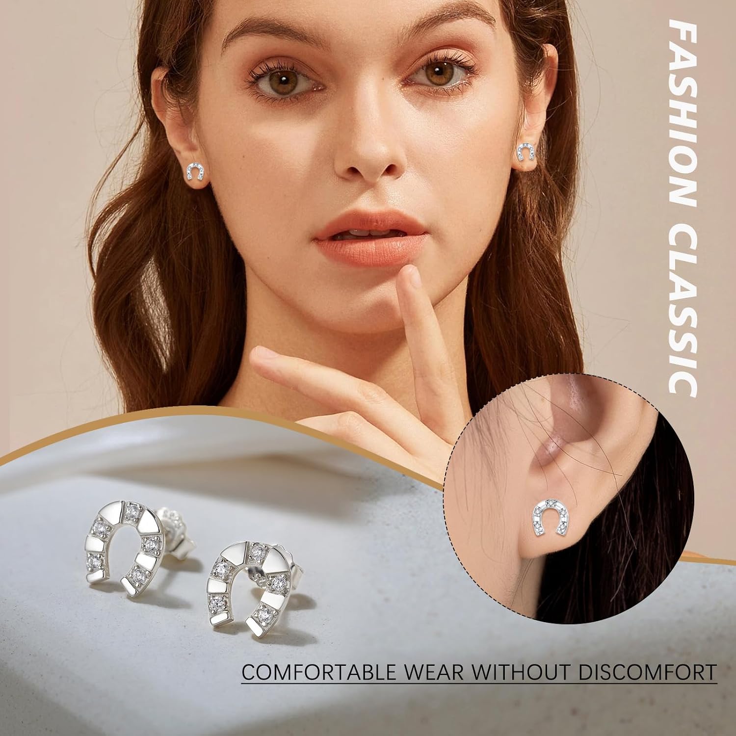 Detalle de Loutade Ohrstecker Silber 925 – hypoallergene 8 mm, Cubic Zirkonia, minimalistisch