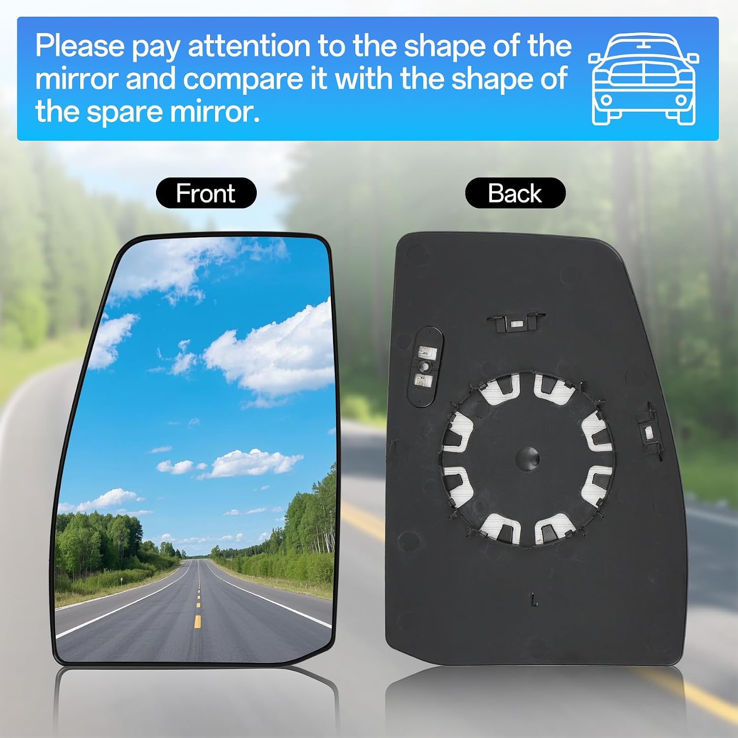 Detalle de Convitex Heated Left Wing Mirror Upper Glass for Ford Transit Custom (2012 Onwards) – Convex with Backing Plate