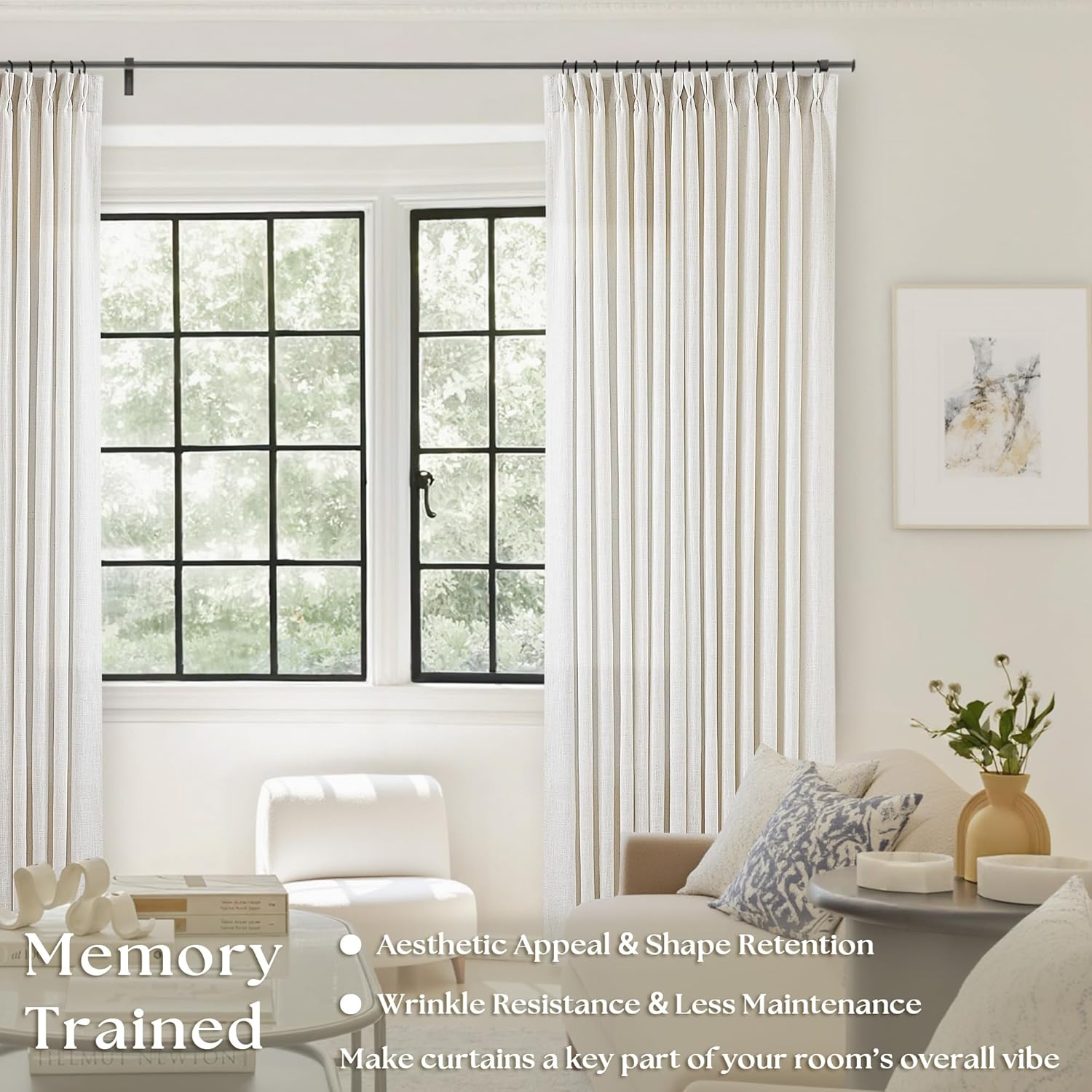 Thumbnail 1 de TWODRAPES Pinch Pleat Linen Curtains 102"