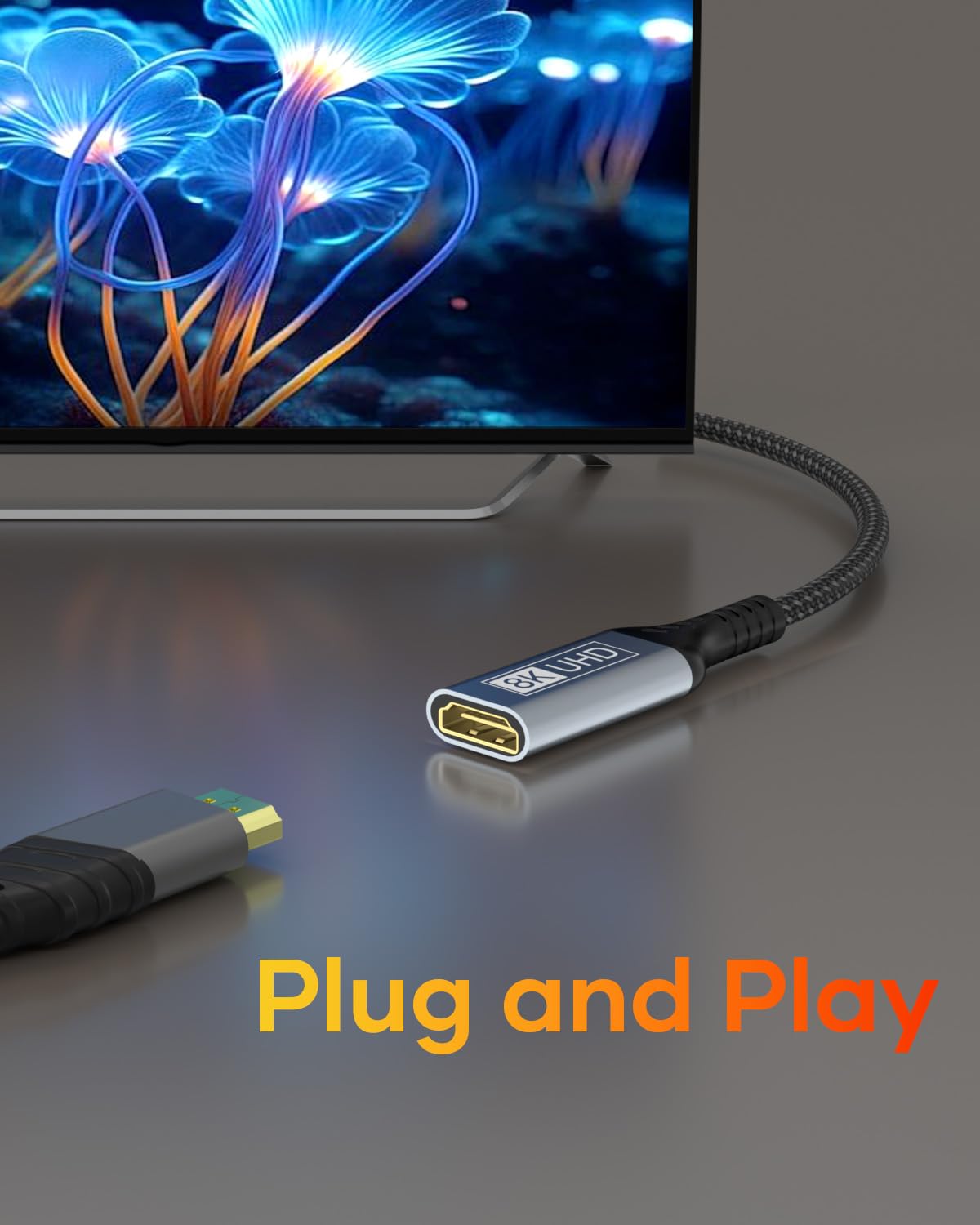 Detalle de layajia 8K HDMI Extension Cable: HDMI 2.1 Male to Female, 2 m