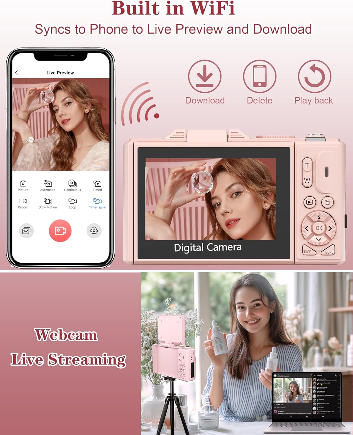 Detalle de 5K Digital Camera with 75MP Sensor and 180° Flip Screen – a beginner-friendly vlogging companion
