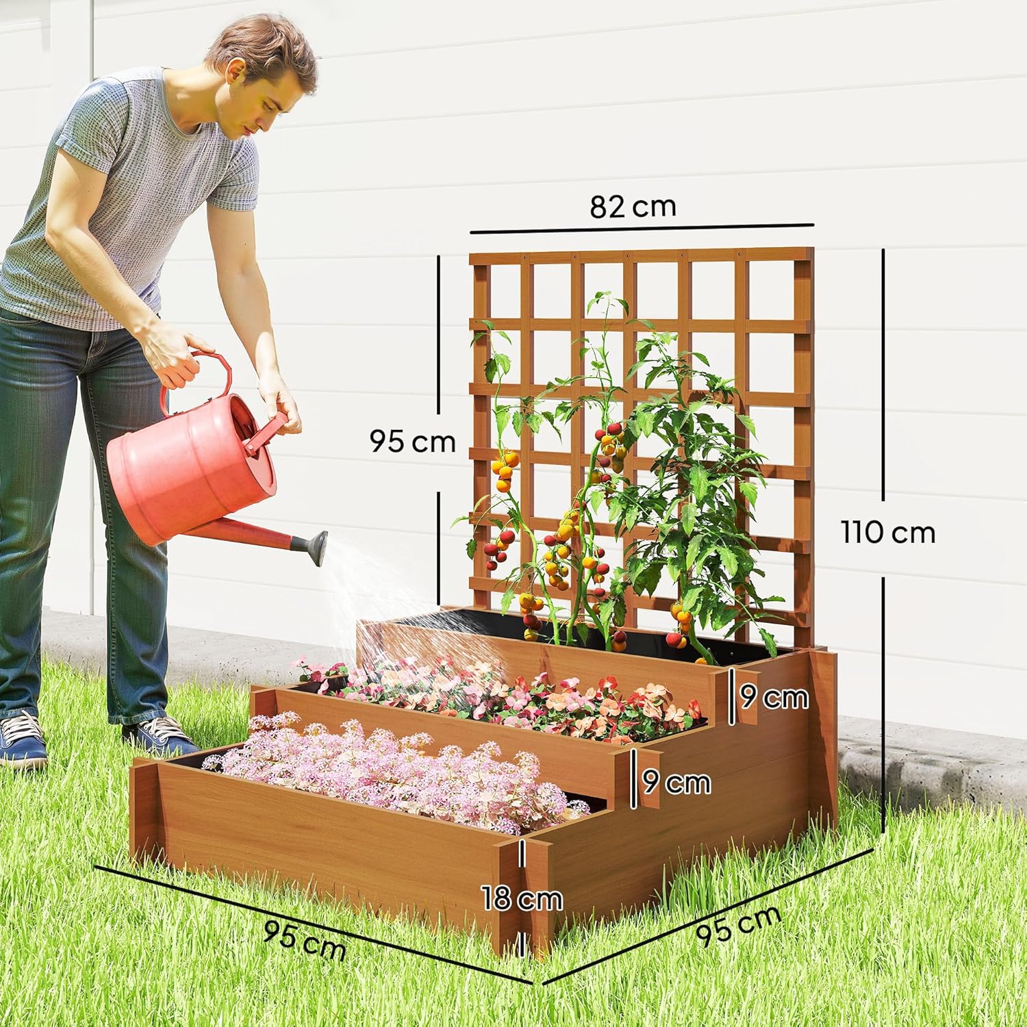 Thumbnail 6 de Outsunny Jardinera con Enrejado 95x95x110 cm