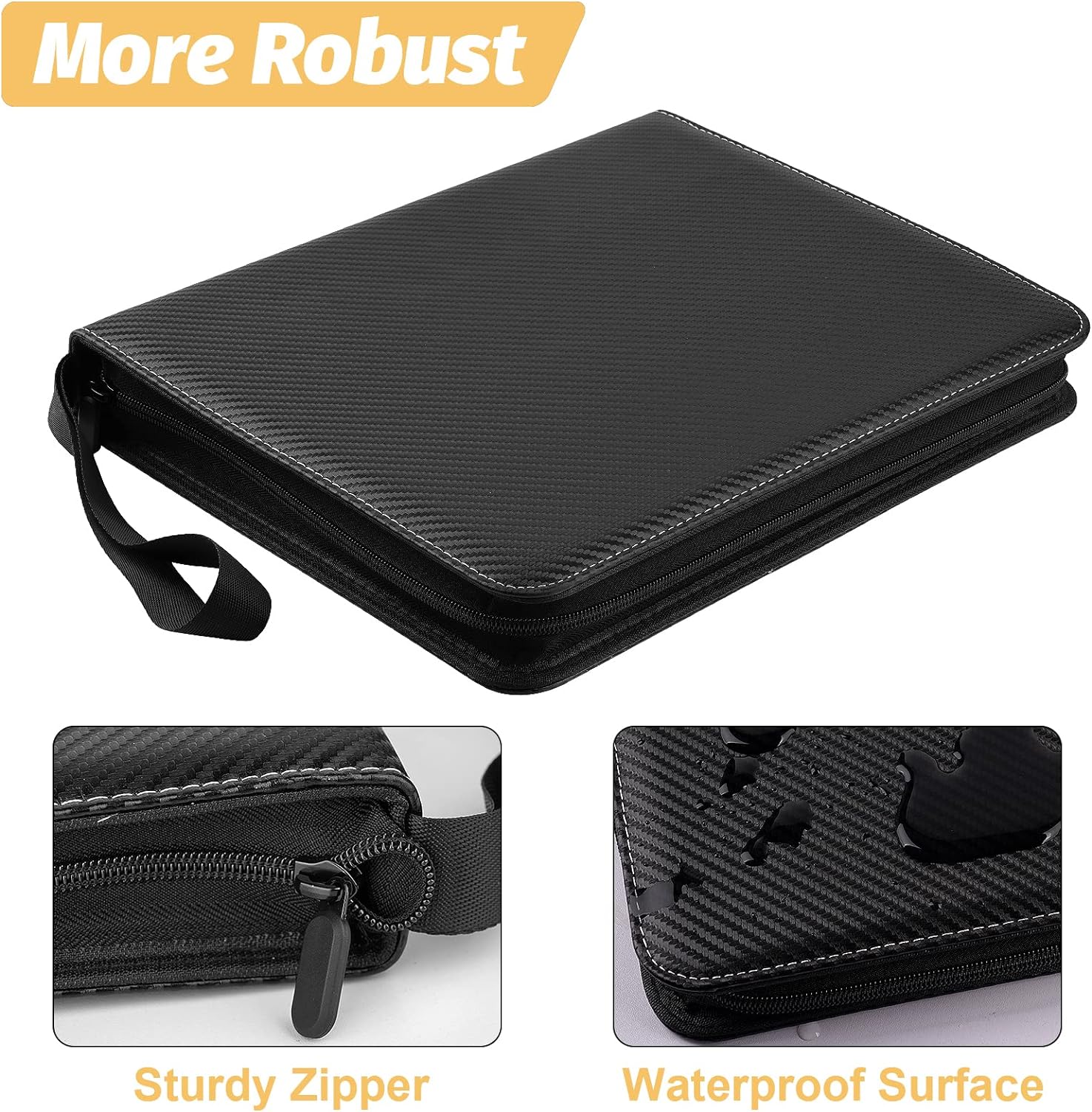 Thumbnail 1 de GERMUN 900-Pocket Trading Card Binder (Carbon Black) – 9-Pocket Sided Pages, Premium PU Leather