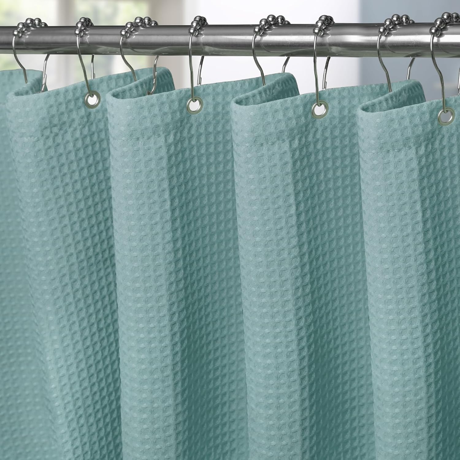 Detalle de Waffel Duschvorhang turquoise 182x182 cm