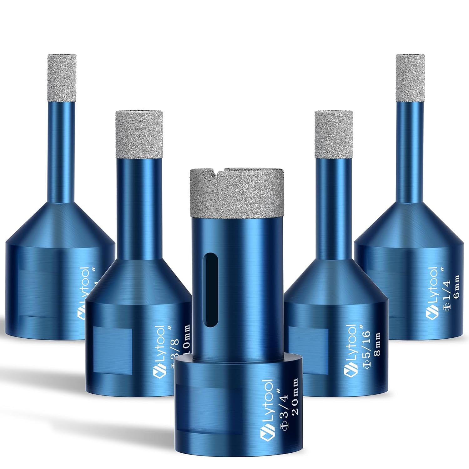 Coffret 5 forets diamantés pour carrelage Lytool (6/6/8/10/20 mm) pour perceuse d’angle M14