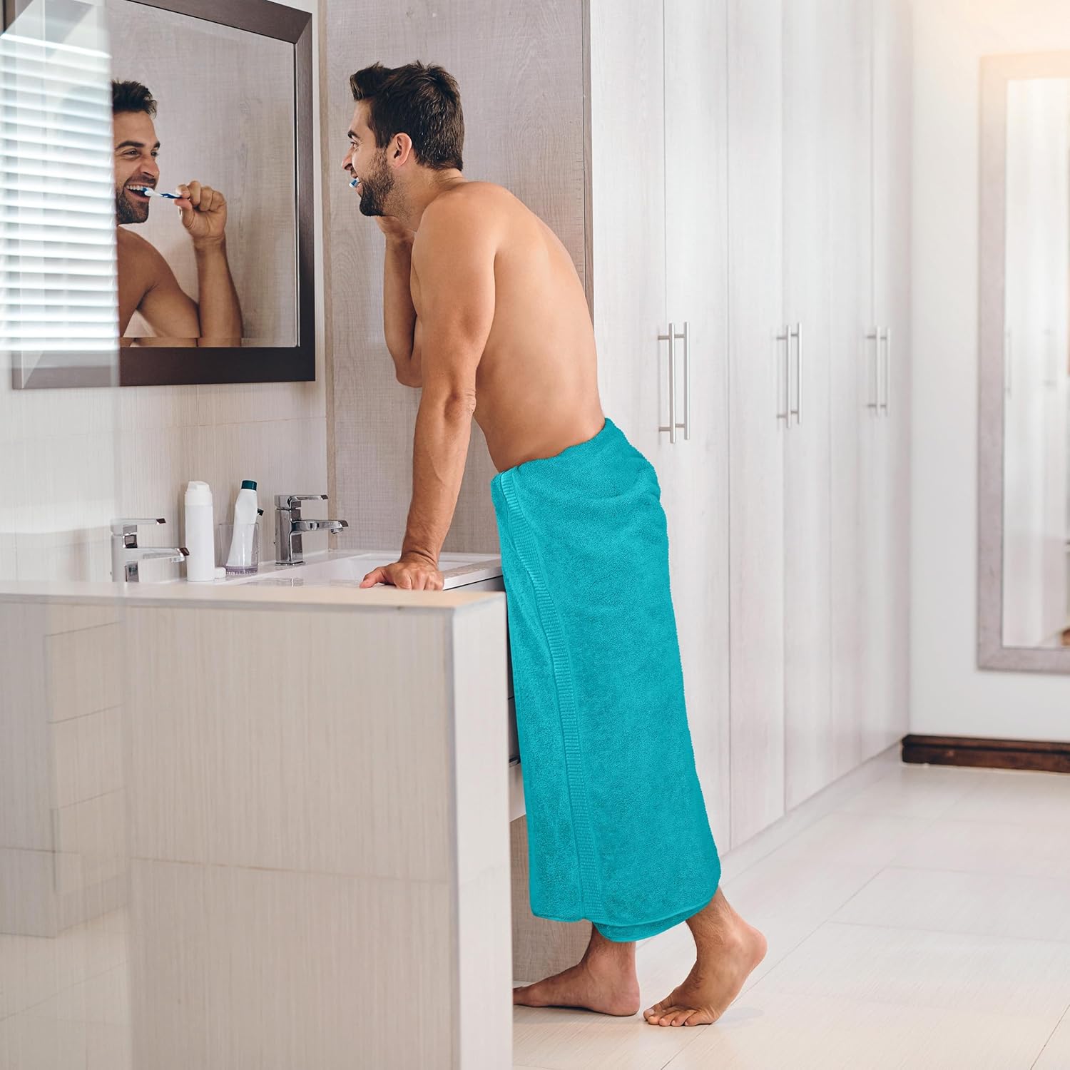 Detalle de Utopia Towels set da 2 asciugamani jumbo 90 x 180 cm in cotone 100% filato ad anelli