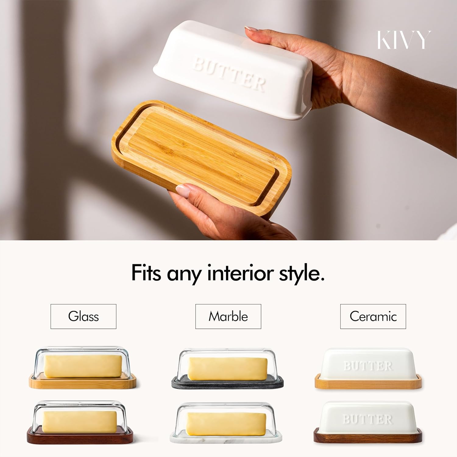 Thumbnail 3 de KIVY Glass Butter Dish with Airtight Lid