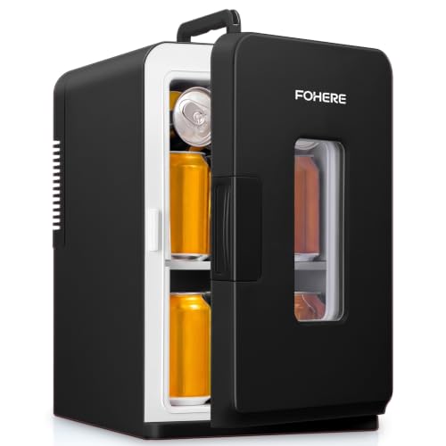 Detalle de FOHERE Mini Nevera Portátil 15L: Frío/Calor, 12V/220V, Silenciosa para cosméticos y snacks