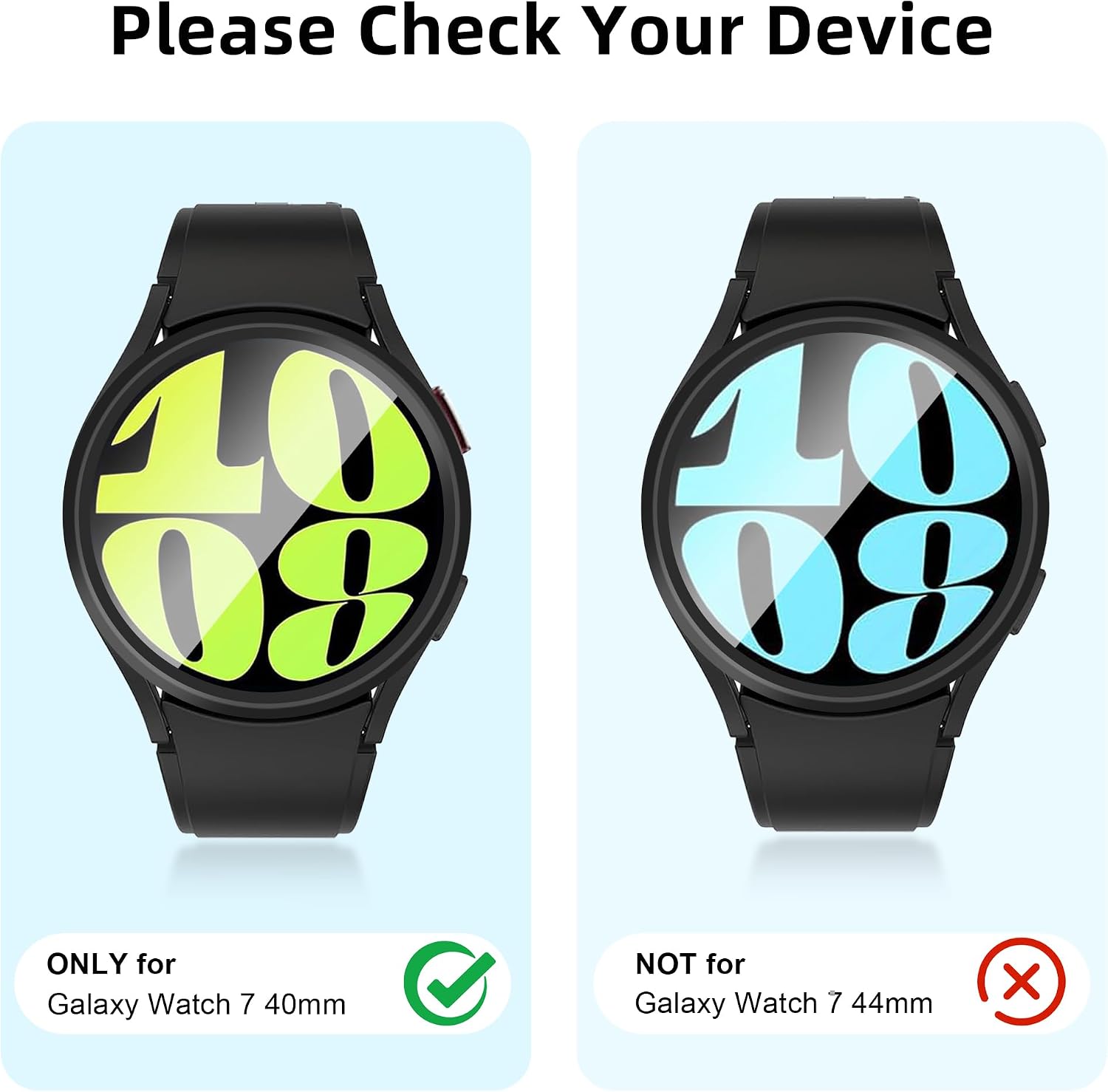 Thumbnail 1 de LINTEKER 2+2 Schutzhülle für Samsung Galaxy Watch 7 (40 mm) + HD Displayschutz (Hart PC Bumper, Schwarz)