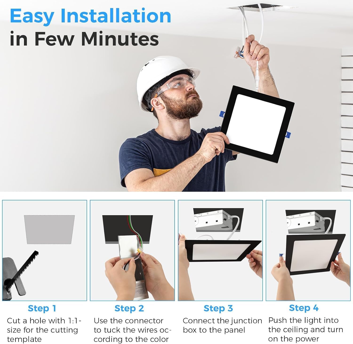 Thumbnail 6 de HONZIN Square LED Recessed Lights, 4-Inch