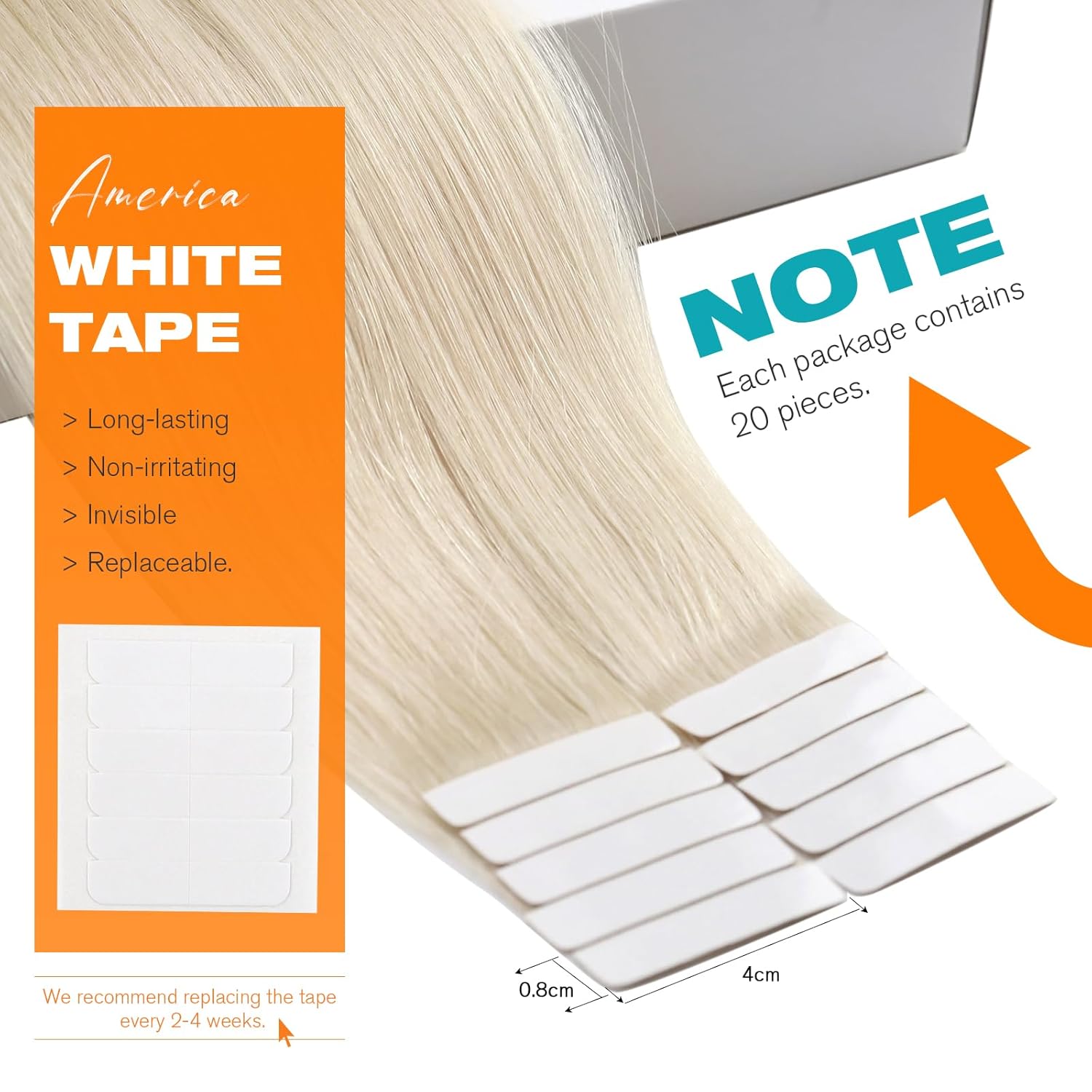 Detalle de Sunny Hair Blonde Tape-In Extensions (Remy Human Hair), 28 inch, 20 pcs / 50g