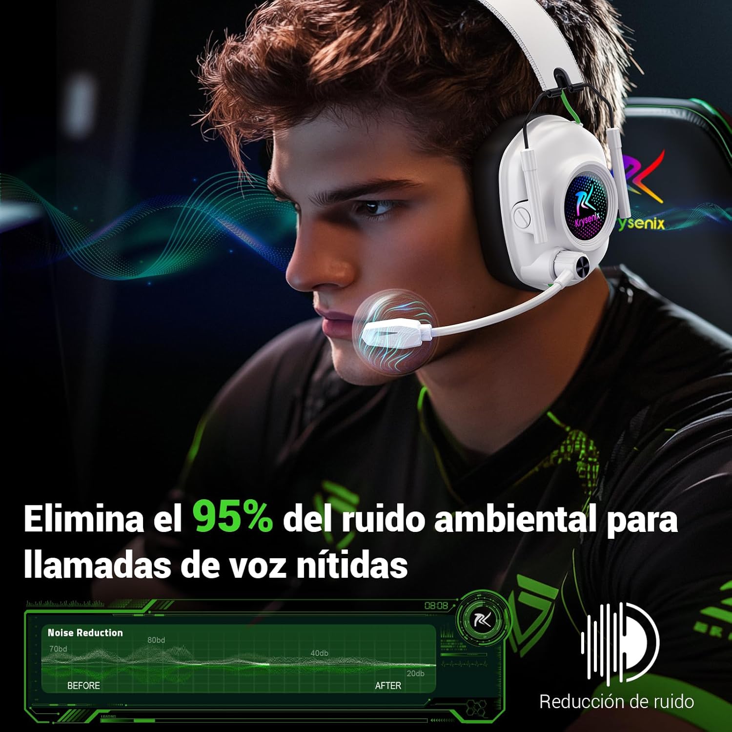 Thumbnail 1 de Krysenix 2,4 GHz Cascos Gaming 40h