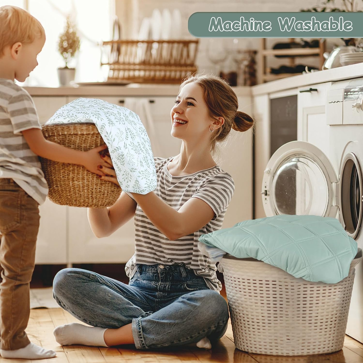 Detalle 2 de Yoofoss Waterproof Crib Mattress Protector, Quilted 2-Pack, 52" x 28