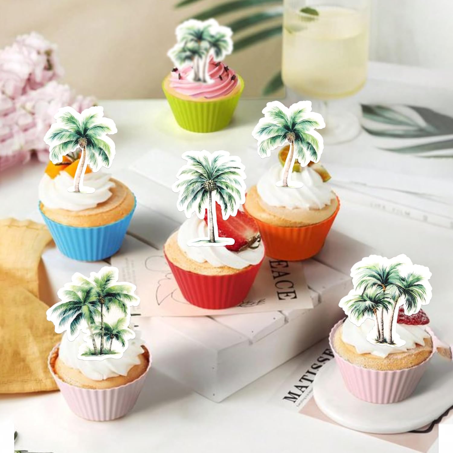 Thumbnail 4 de Essbare Kokosnüsse Tortendeko (60 Stück) – Cupcake-Topper aus Waffel-/Reispapier für Sommer, Baby & Geburtstag