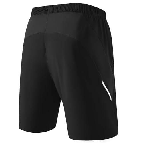 Detalle de HMIYA Sporthose Herren Kurz mit Reißverschlusstasche – Schwarz, 5XL