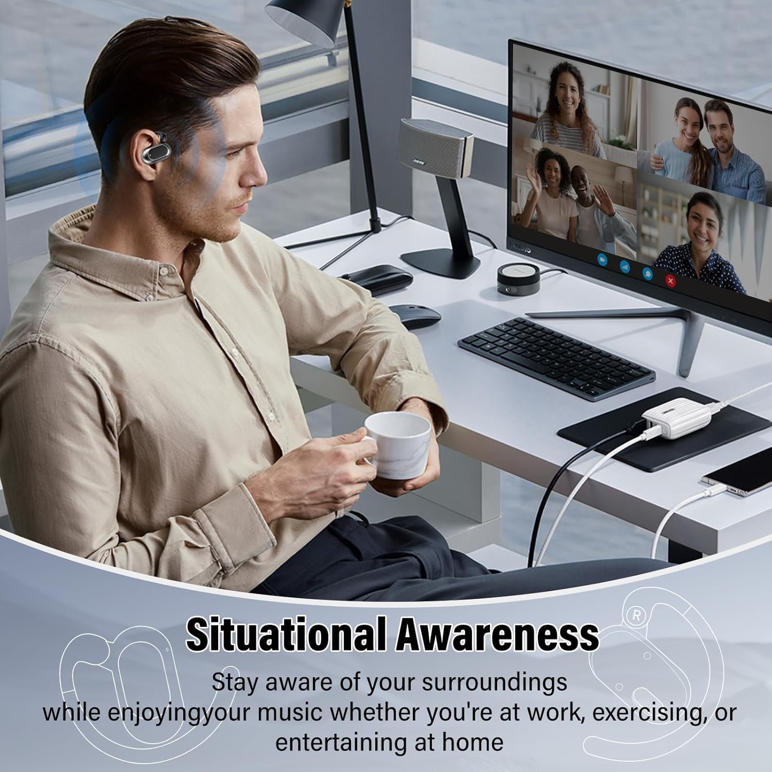 Thumbnail 6 de Open Ear Headphones with Adjustable Hooks — Bone Conduction, IPX7, 36H Playtime for Sports