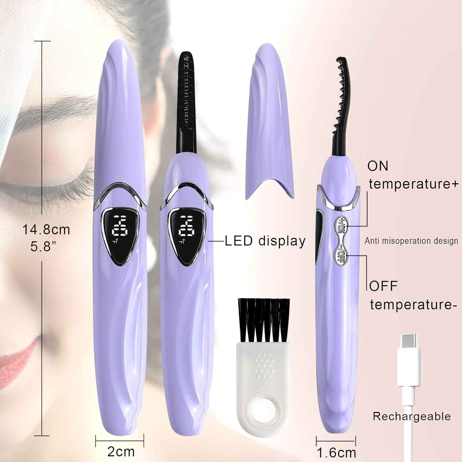 Thumbnail 1 de Tehoi S600 beheizte Wimpernzange mit LED-Temperatursteuerung (Purple+Silver)