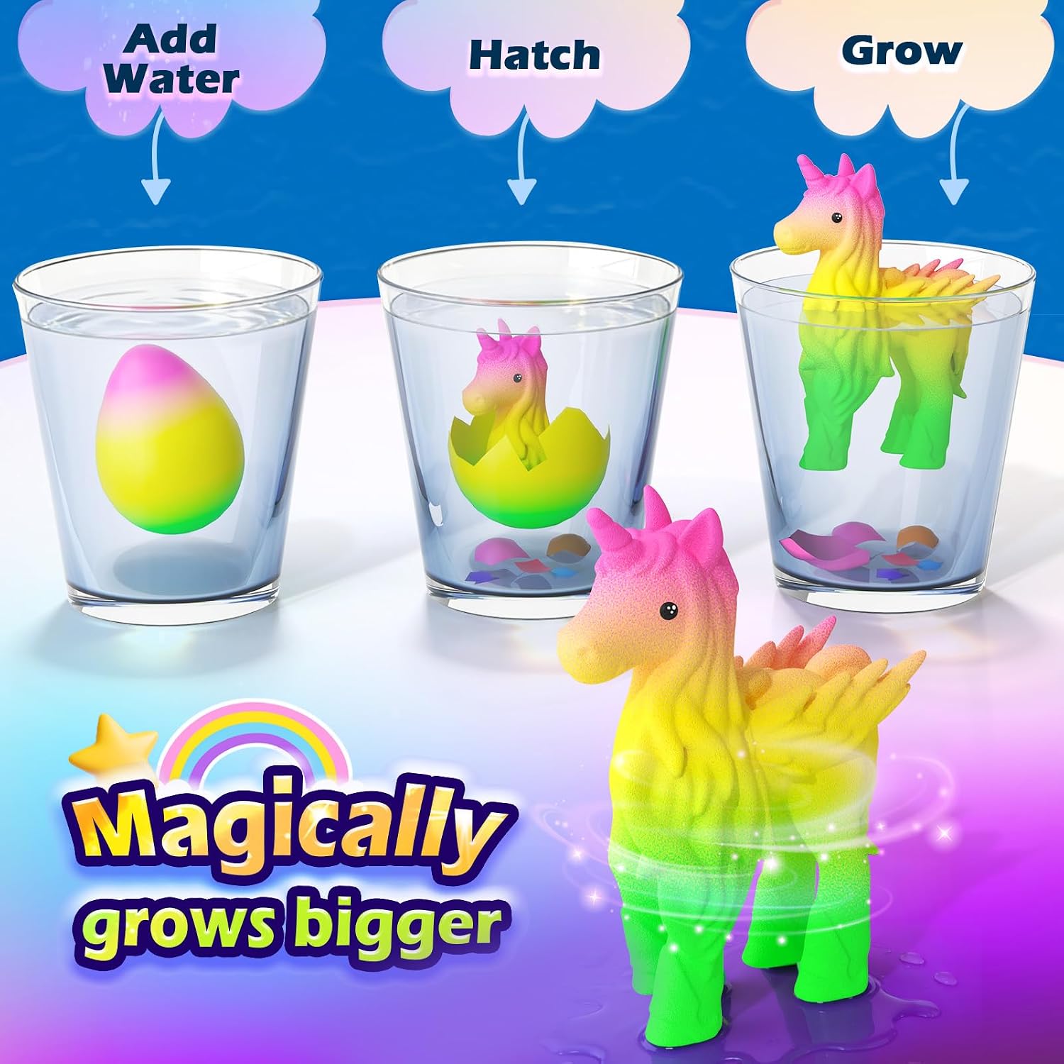 Detalle 2 de Unicorn Hatching Rainbow Eggs 6 Pack