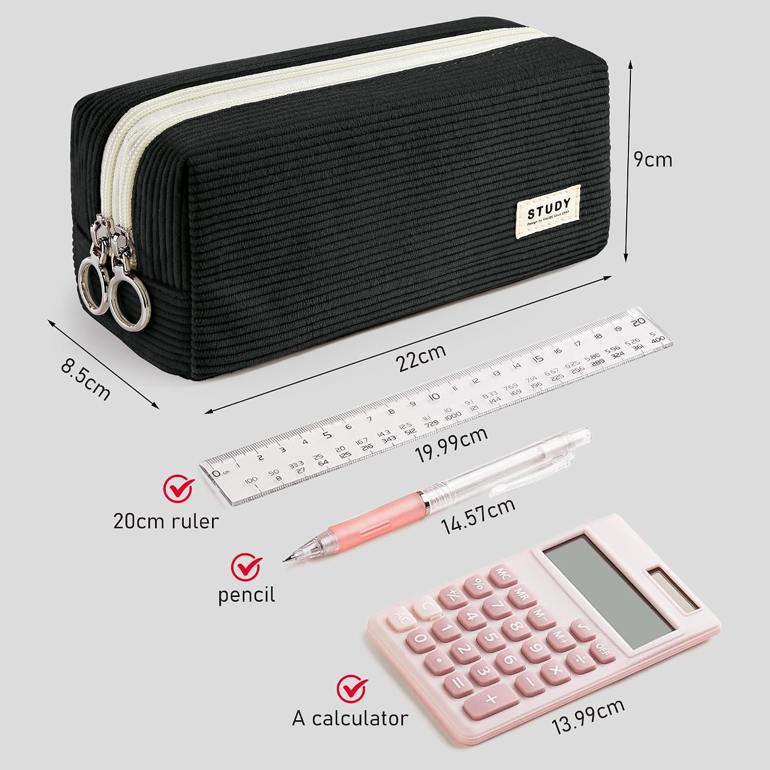 Detalle de KALIDI Mäppchen Federmäppchen mit doppeltem Reißverschluss – Pencil Case für Mädchen, Teenager & Erwachsene