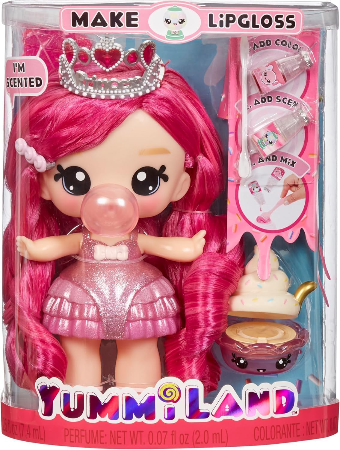 Detalle de Yummiland 120735-EUC – duża pachnąca lalka Bianca Bubblegum z zestawem do błyszczyka