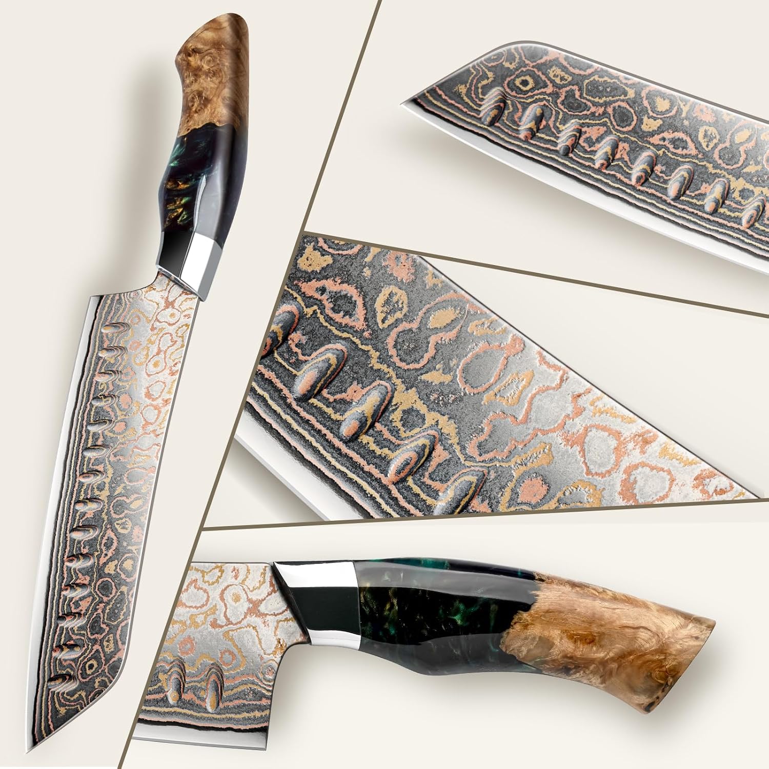 Thumbnail 5 de SHAN ZU Cuchillo Santoku Damasco VENUS - Elegancia Japonesa 🥢