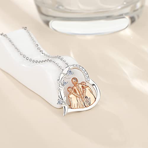 Thumbnail 1 de INFUSEU collar de plata de ley 925 para mamá e hijas, colgante oro rosa (regalo sentimental)