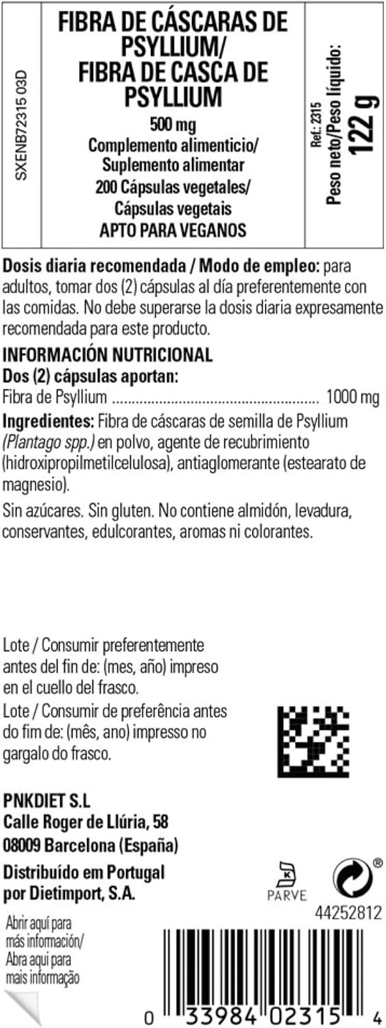 Detalle de Solgar Fibra de psyllium 500 mg 200 cápsulas
