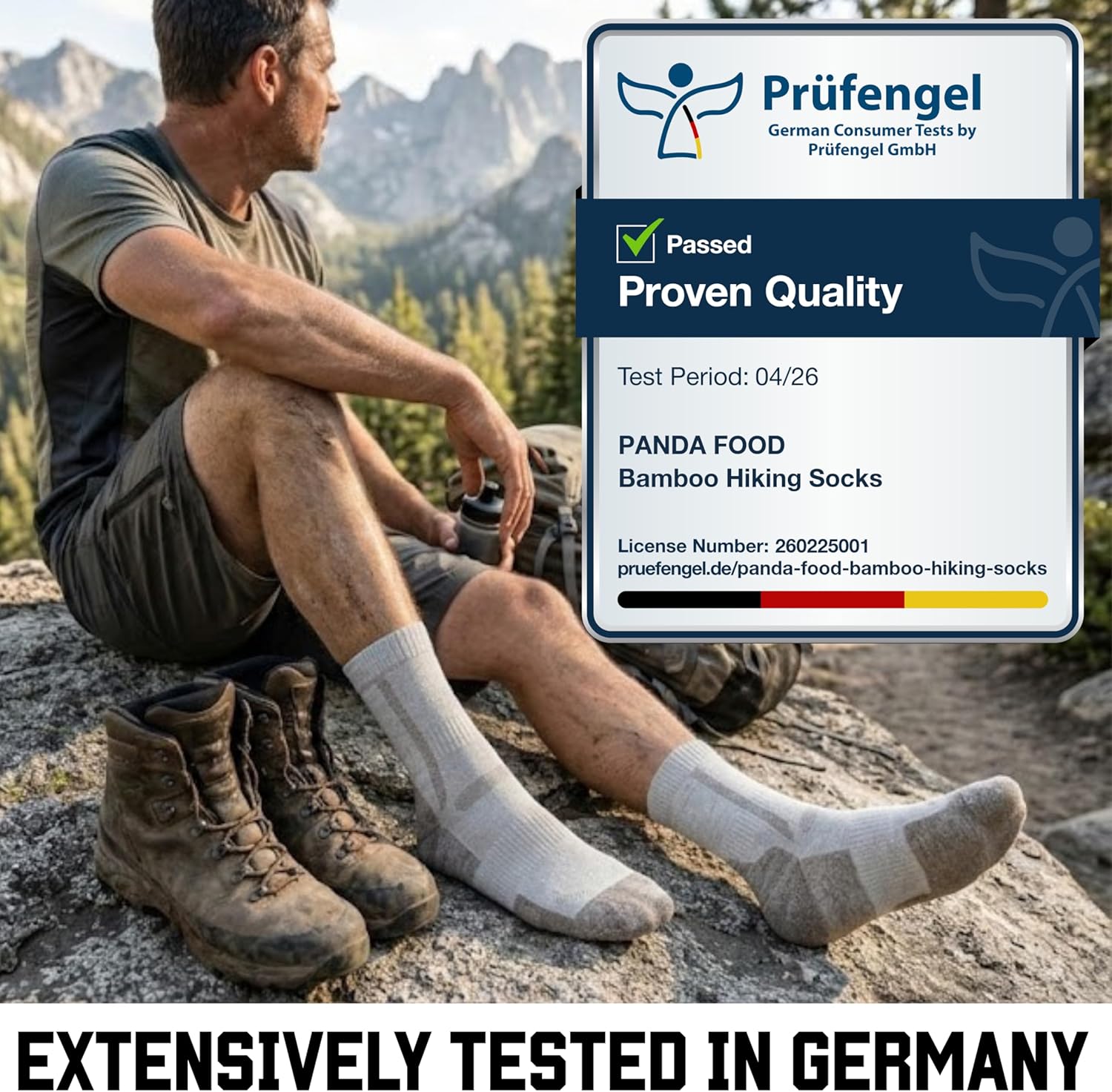 Detalle de Panda Food Premium Bamboo Outdoor Walking Socks (3 Pack UK) – anti-blister, warm and breathable unisex