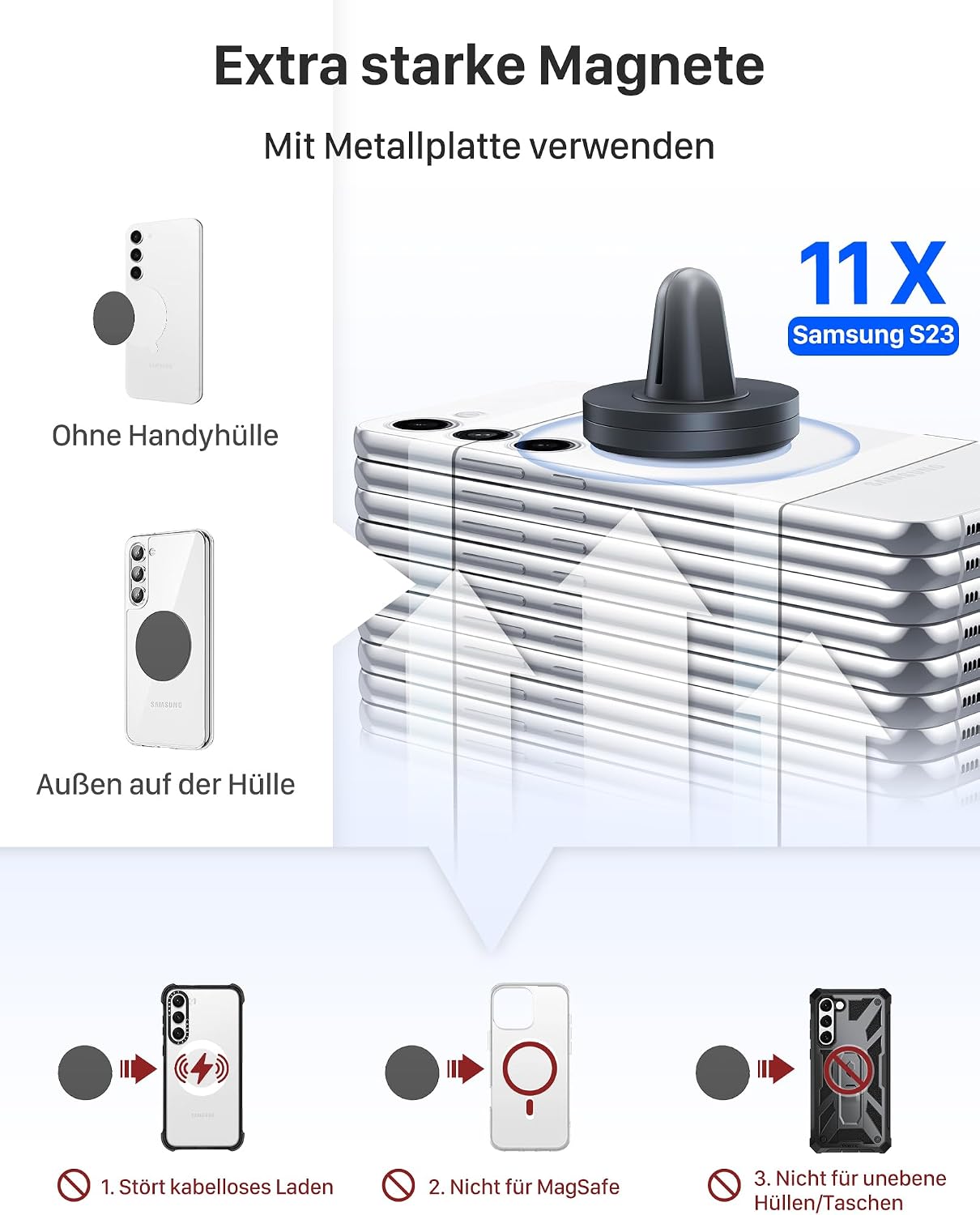 Detalle 2 de YOSH Handyhalterung Auto Magnet Lüftung 40mm