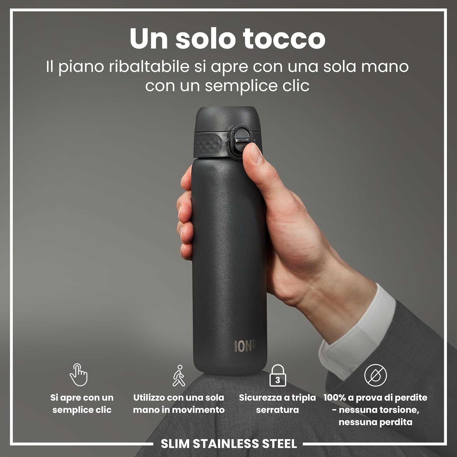 Detalle de ION8 Borraccia in Acciaio Inox Prova di Perdite – Facile da Aprire, Lavabile in lavastoviglie, senza BPA, con maniglia