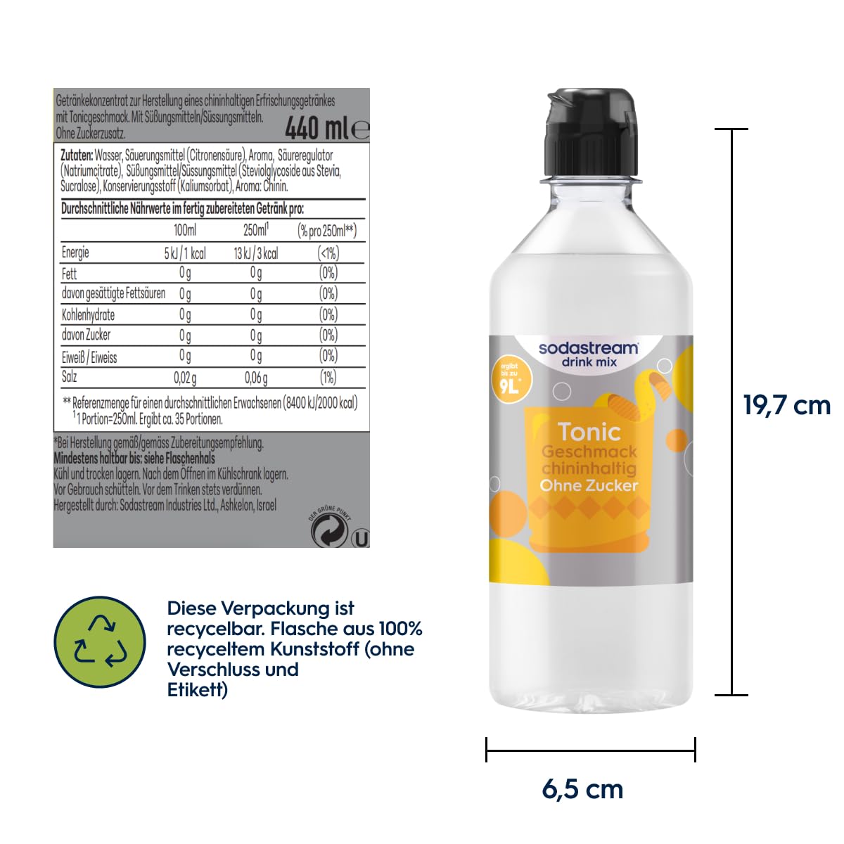 Thumbnail 1 de Sodastream drink mix Tonic ohne Zucker – 4er Pack (4 × 440 ml)
