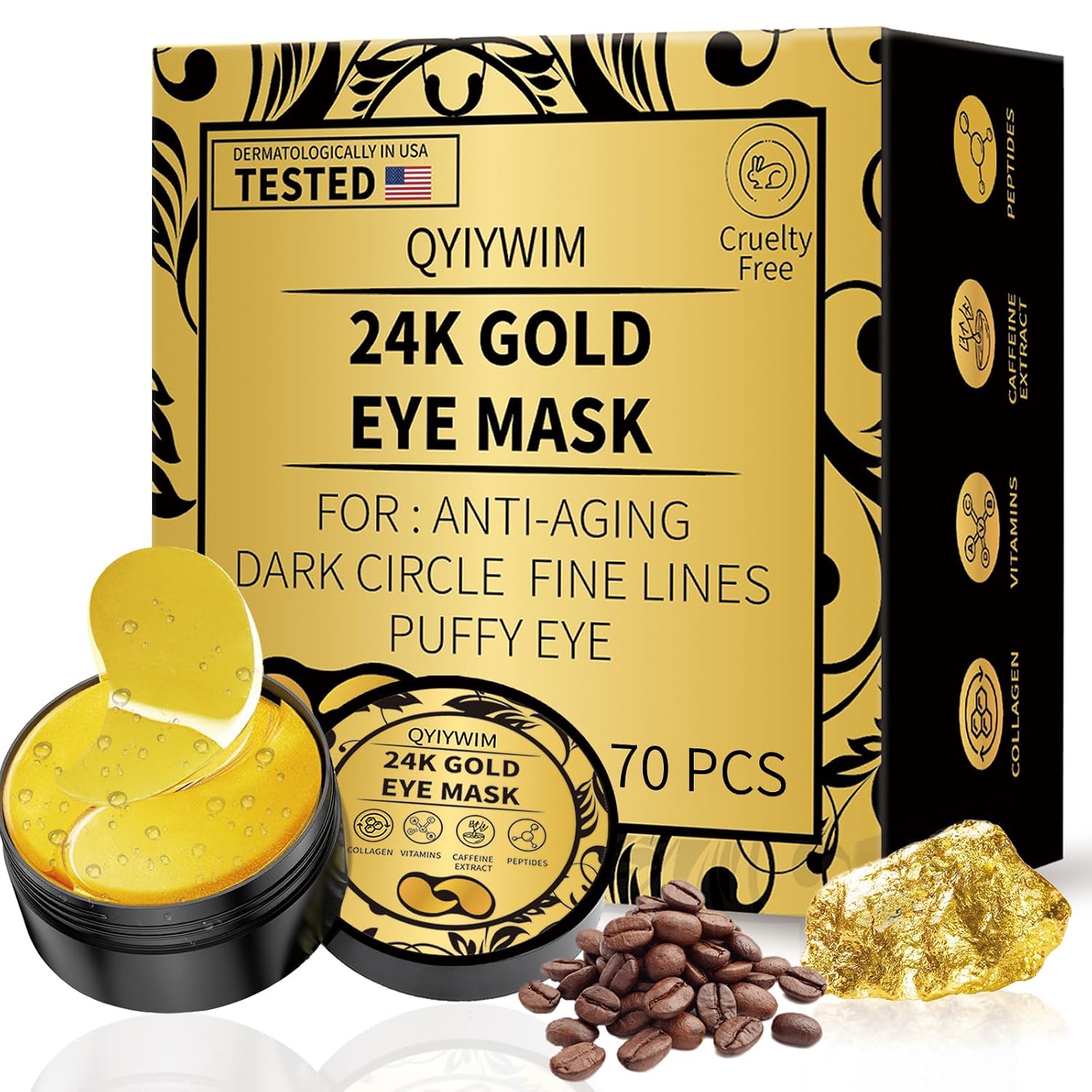 Detalle de Qyiywim 24K gold under eye patches 70 count