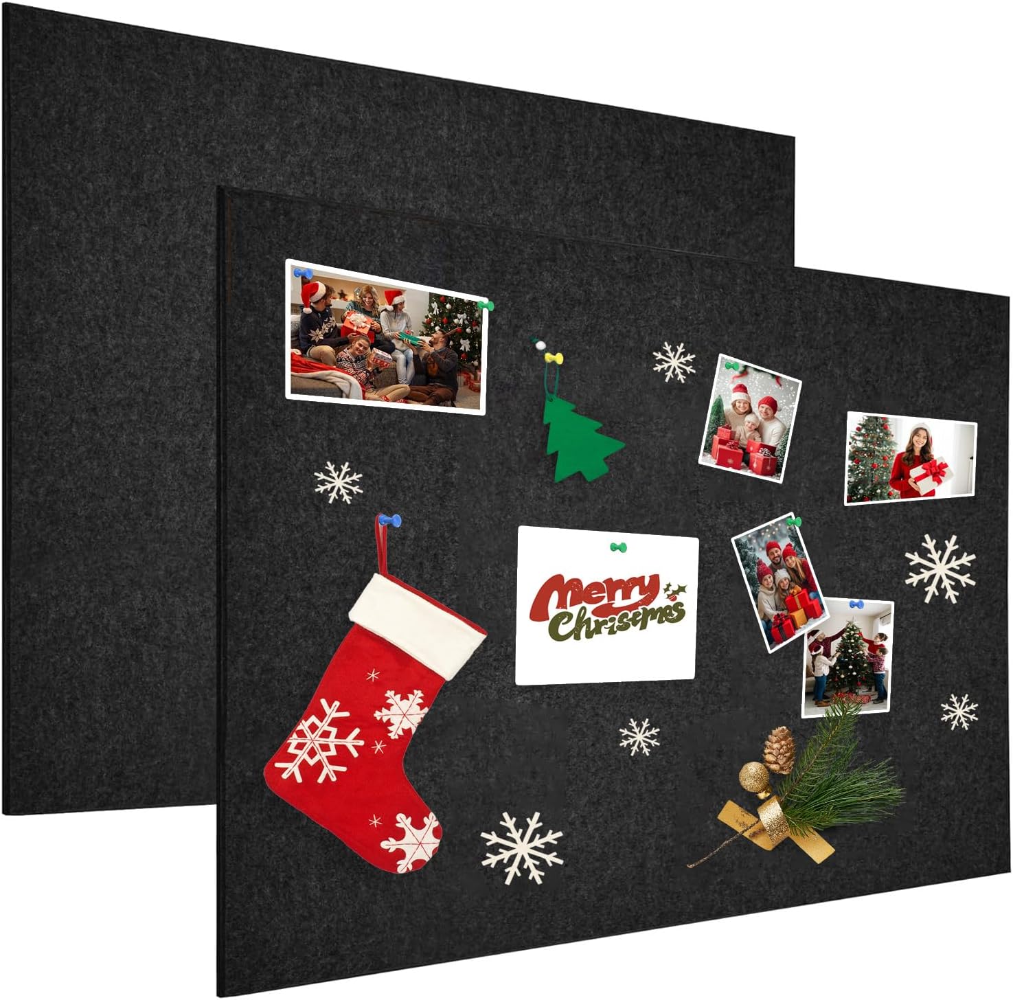 Detalle de Yunihome Foldable Felt Bulletin Board, 2-Pack, Black, Self-Adhesive, 24 x 17 Inches