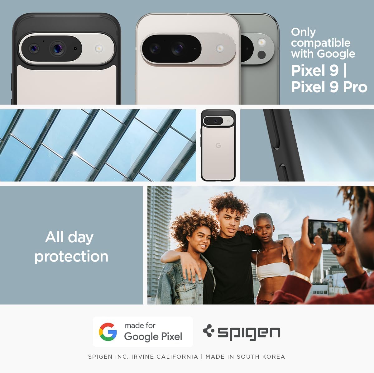 Detalle 2 de Spigen Cover Ultra Hybrid compatibile con Google Pixel 9/9 Pro – Nero opaco