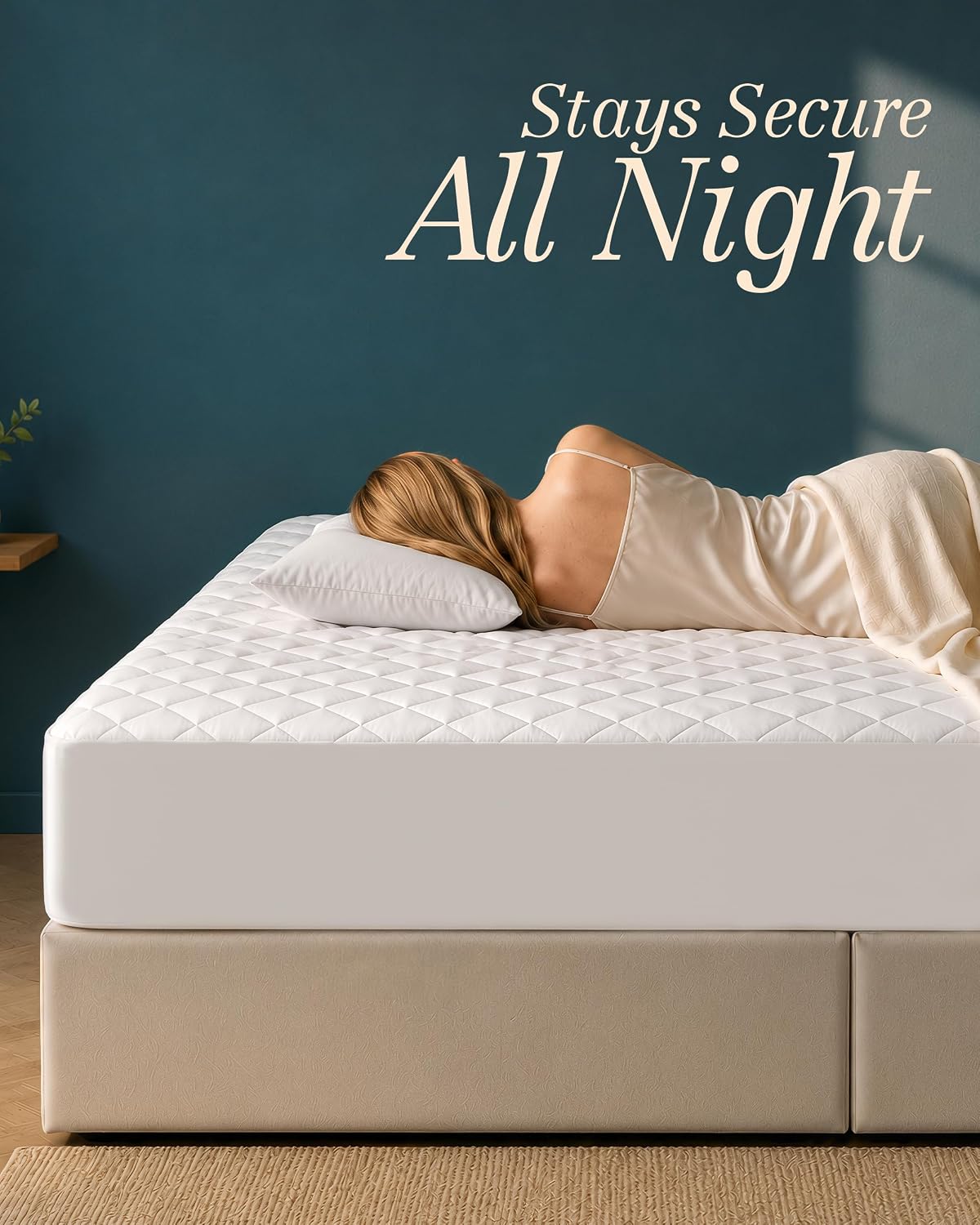 Detalle de Utopia Bedding Twin XL Quilted Mattress Pad, 100% Polyester, Fits Mattresses up to 16 Inches Deep