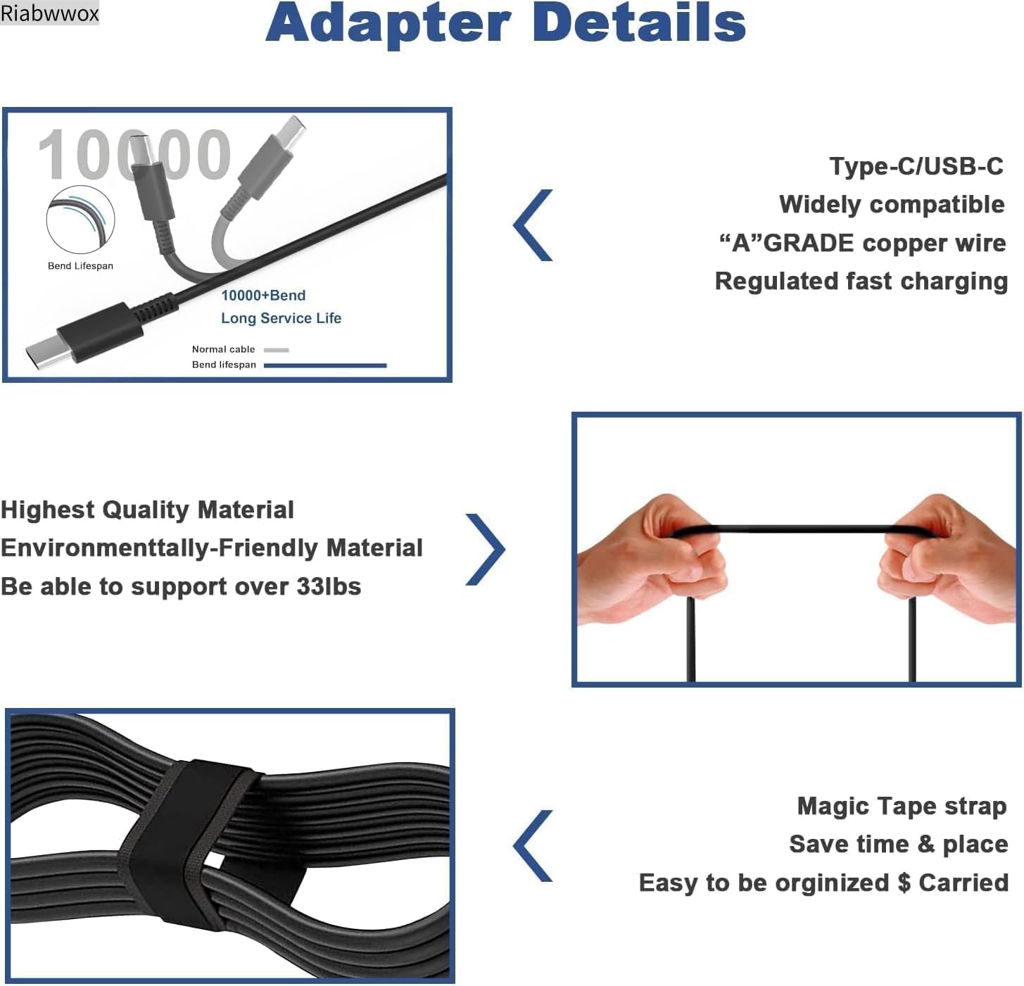 Thumbnail 1 de Riabwwox 65W USB-C Laptop Charger for ThinkPad & Chromebook: A Practical UK Scrutiny