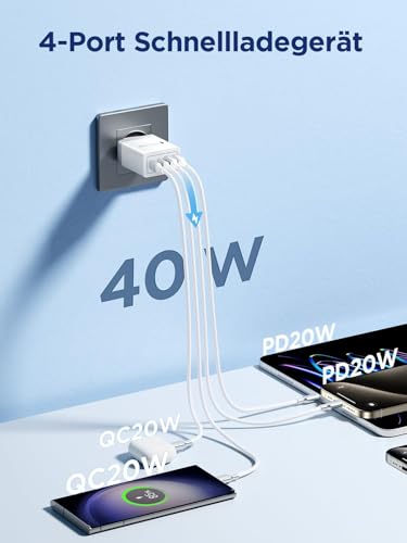Thumbnail 1 de Aioneus 40W 4-Port USB-C Ladegerät – Kompakt, flexibel und sicher