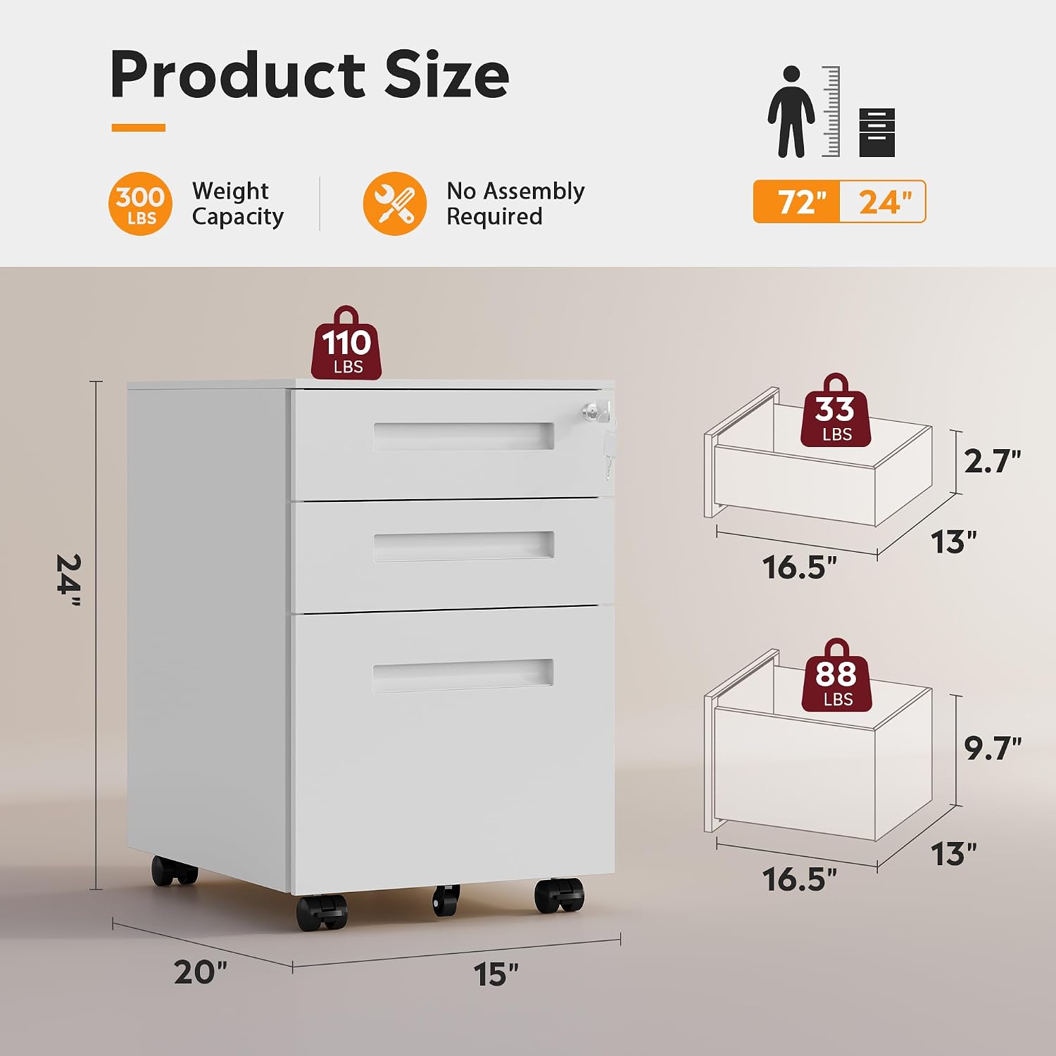 Thumbnail 2 de DEVAISE File Cabinet, 3 Drawers