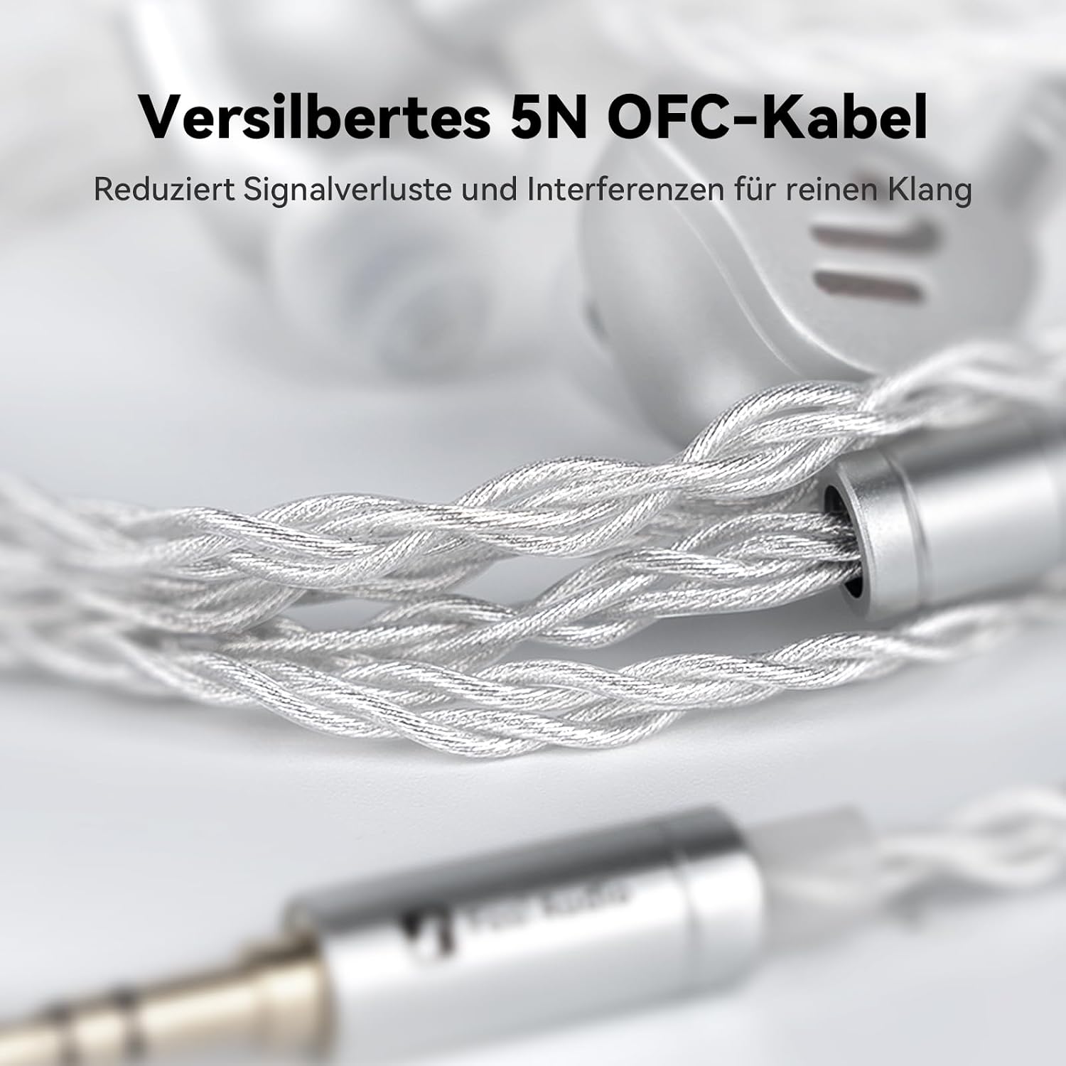 Detalle de Fosi Audio IM4 Offene Hi‑Fi-In-Ear-Monitor-Kopfhörer – 10 mm Beryllium-Treiber, N52 Doppelmagnet, Doppelkammer, silber