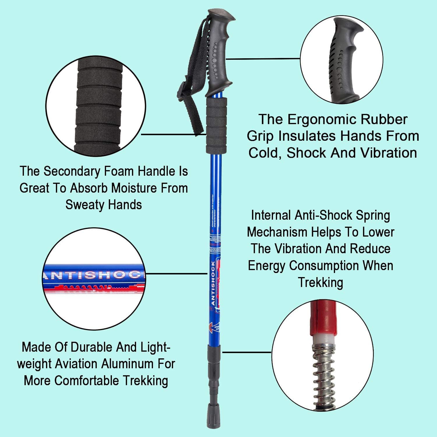 Thumbnail 1 de Aihoye Hiking Trekking Poles, 2-Pack Aluminum Adjustable Anti-Shock Sticks