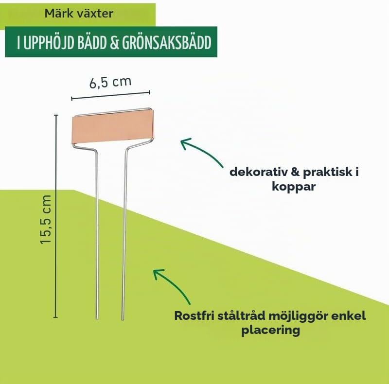 Detalle de Windhager 07470 växtskyltar i koppar, 10-pack, 6,5 x 15,5 cm