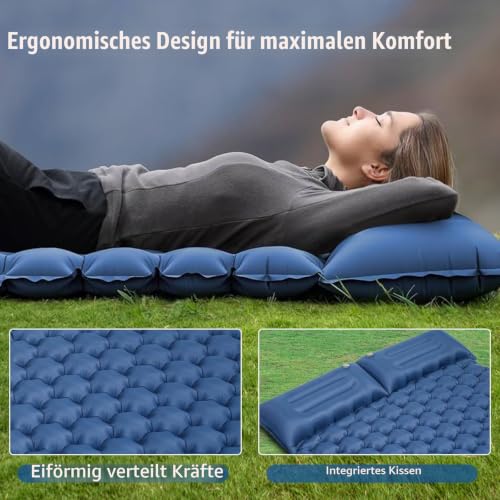 Detalle de Asoway Isomatte Selbstaufblasend 2 Personen – Doppel-Campingmatratze mit Fußpumpe