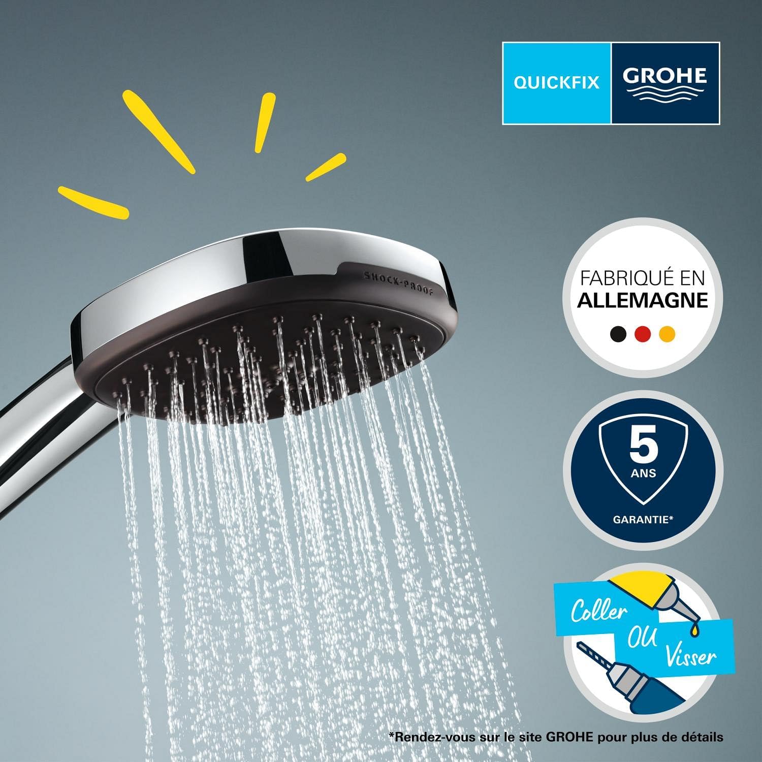 Thumbnail 3 de GROHE Vitalio Comfort 110 – Ensemble de douche 3 jets, flexible 1,75 m et support mural