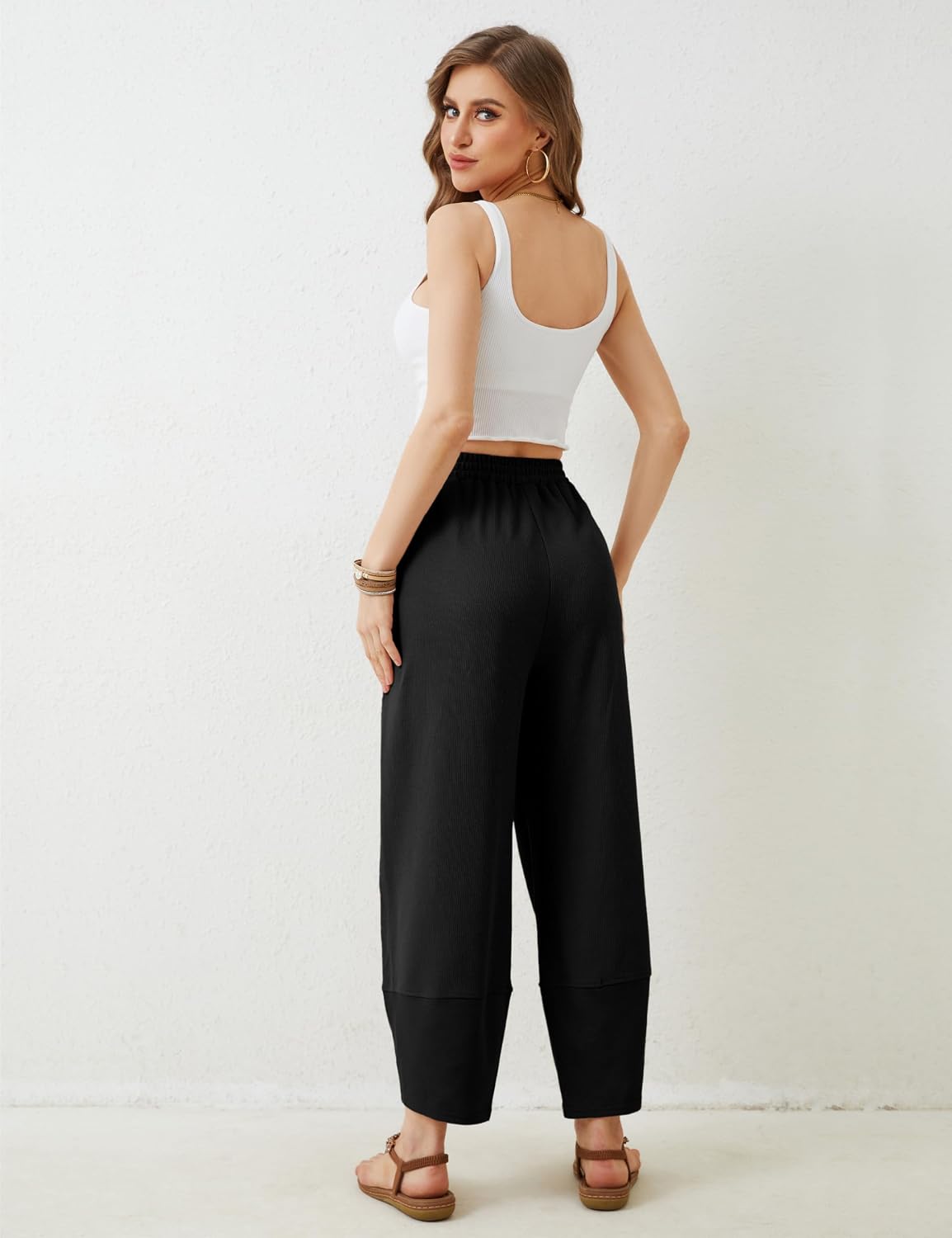 Thumbnail 5 de Himosyber Women Cotton Wide Leg Pants: Soft, Casual, Beach-Ready Palazzo Style