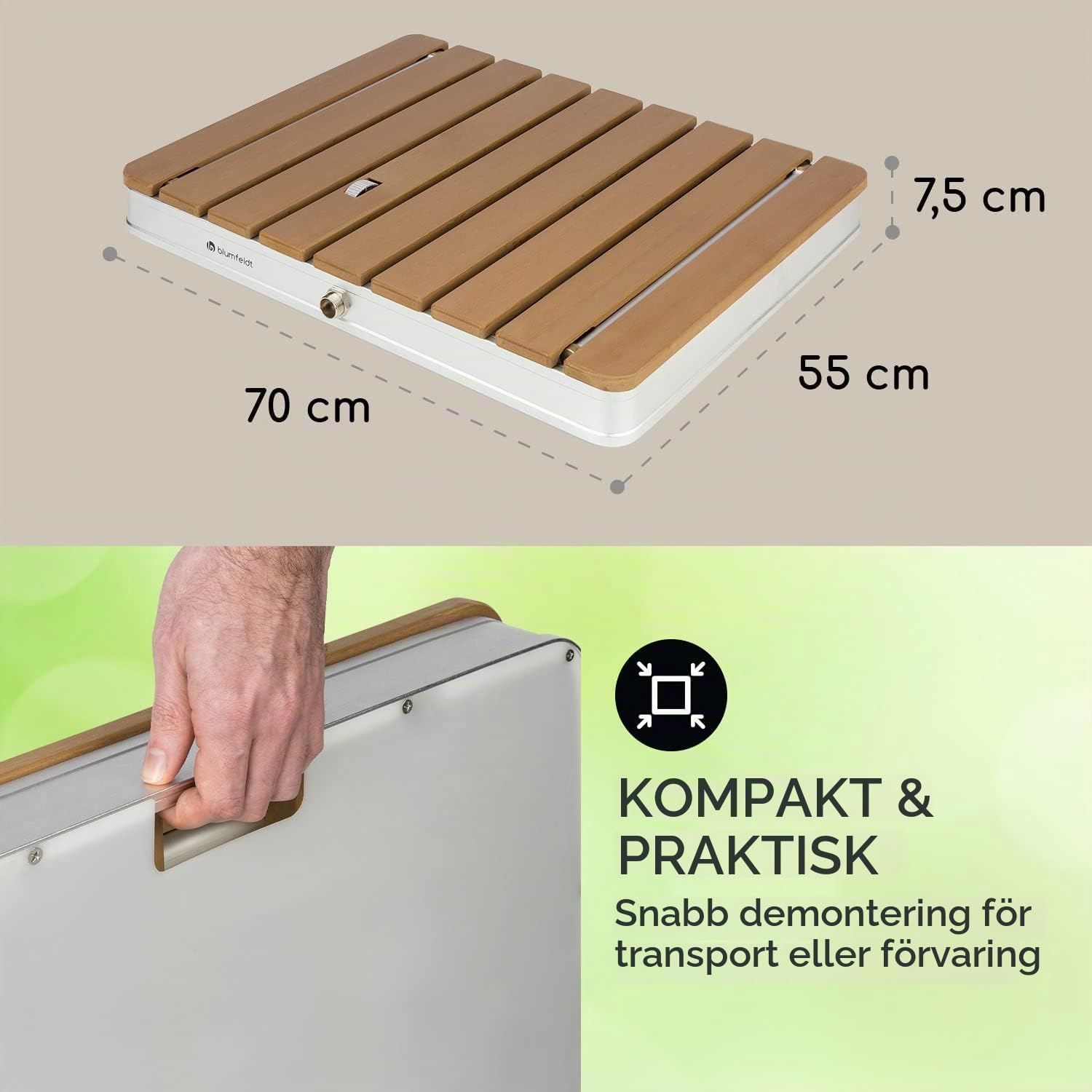 Detalle de Blumfeldt Sumatra Breeze SQ trädgårdsdusch med fotpedal och justerbar stråle