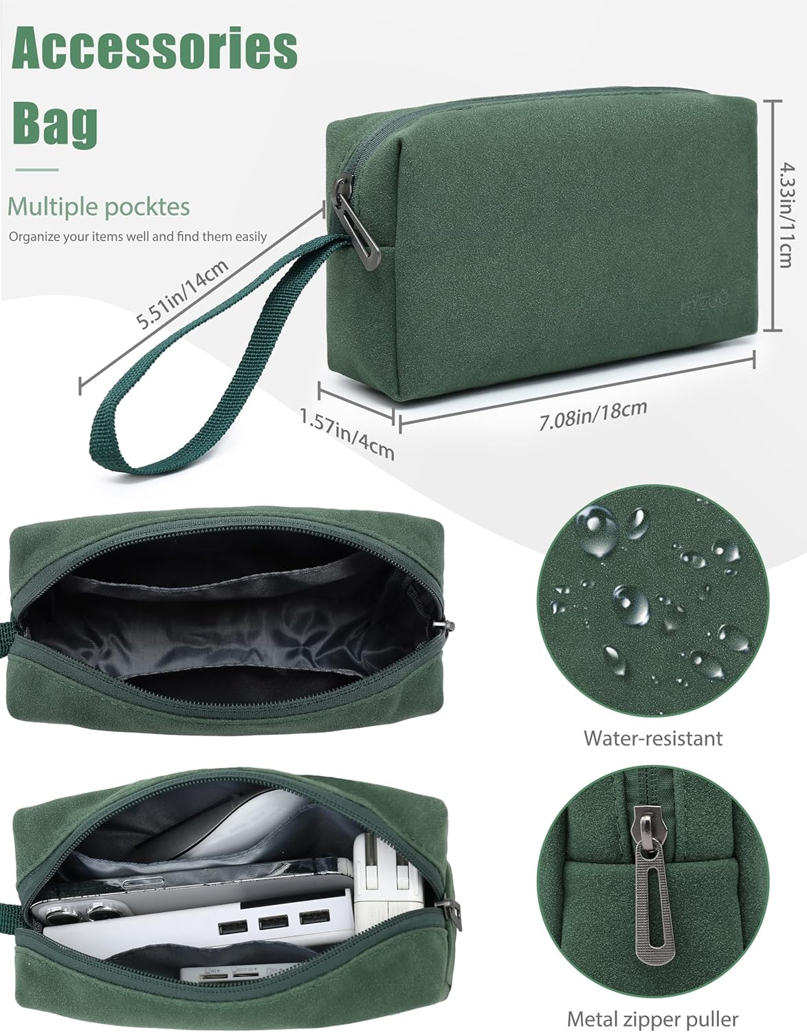 Thumbnail 4 de HYZUO 15-16 Inch Laptop Sleeve Case with Adjustable Stand – Midnight Green (A3428/A3429) for MacBook Pro 16 and 15, Dell XPS 15, HP Envy 15.6
