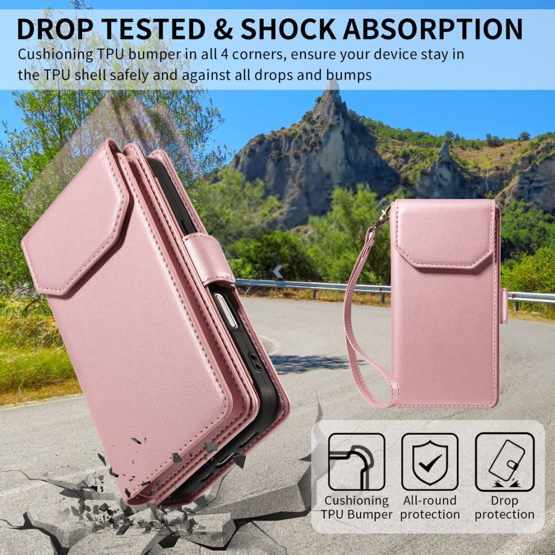 Thumbnail 5 de Asuwish Wallet Case with Screen Protector for iPhone 17 Pro Max 6.9" – Pink