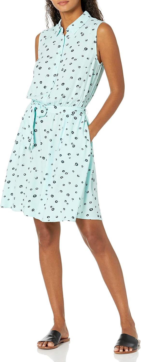 Detalle de Amazon Essentials Women's Relaxed Fit Casual Sleeveless V-Neck Swing Shirt Dress