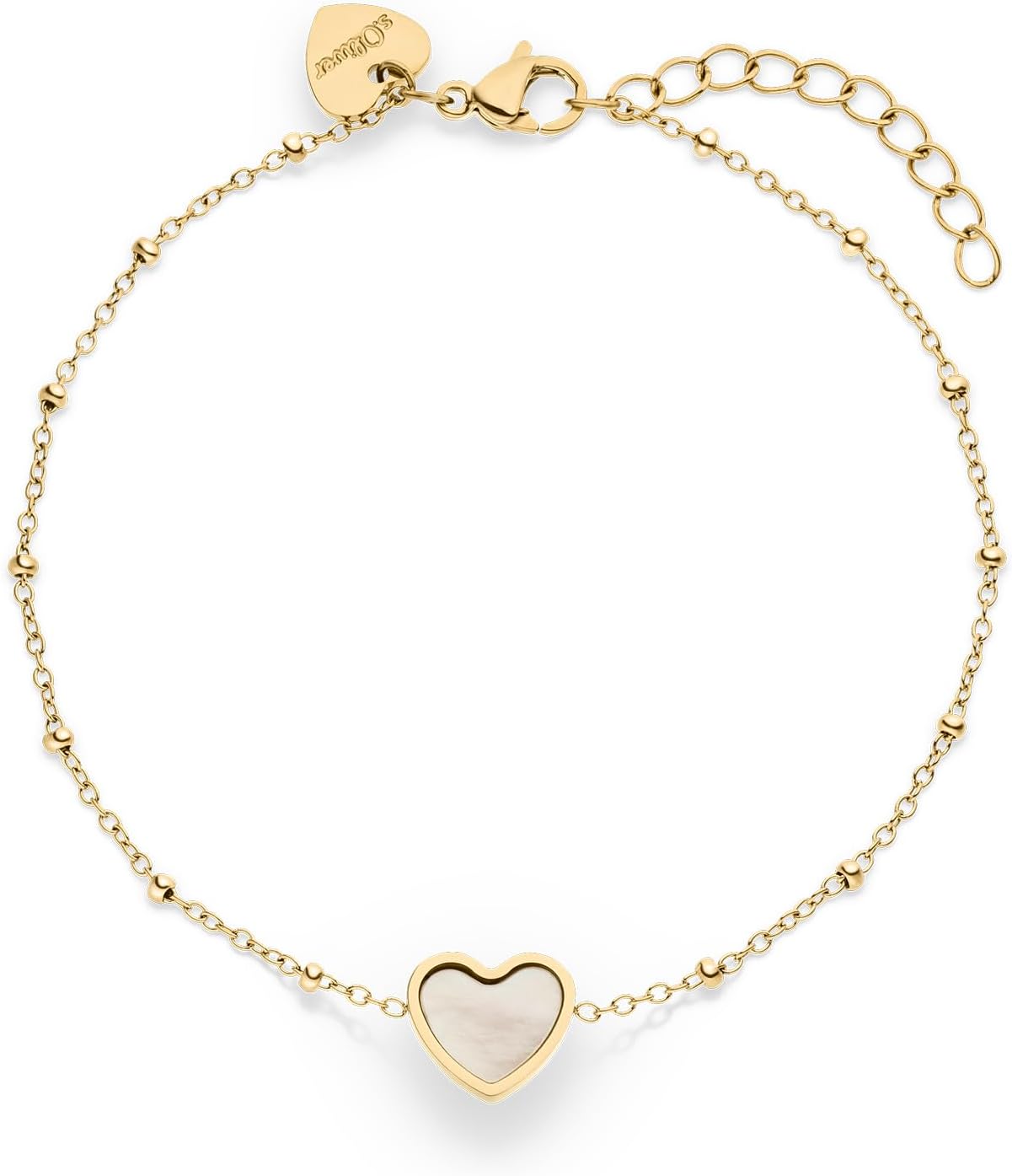 Detalle 2 de s.Oliver Damen Schmuck – Halskette mit Perlmutt-Herz Anhänger aus Edelstahl, 450 mm, ideal als Geschenk