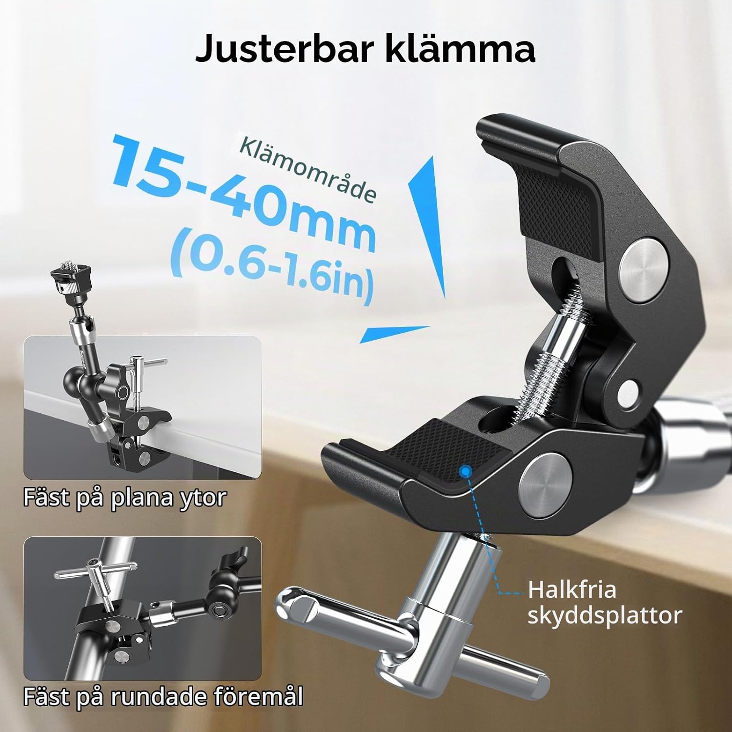 Detalle 2 de SMALLRIG 5310 magisk arm med klämma, 1/4"-20-fäste och justerbara leder